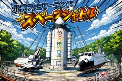 北見ファミリーランドのスペースシャトル型アトラクションのイラスト